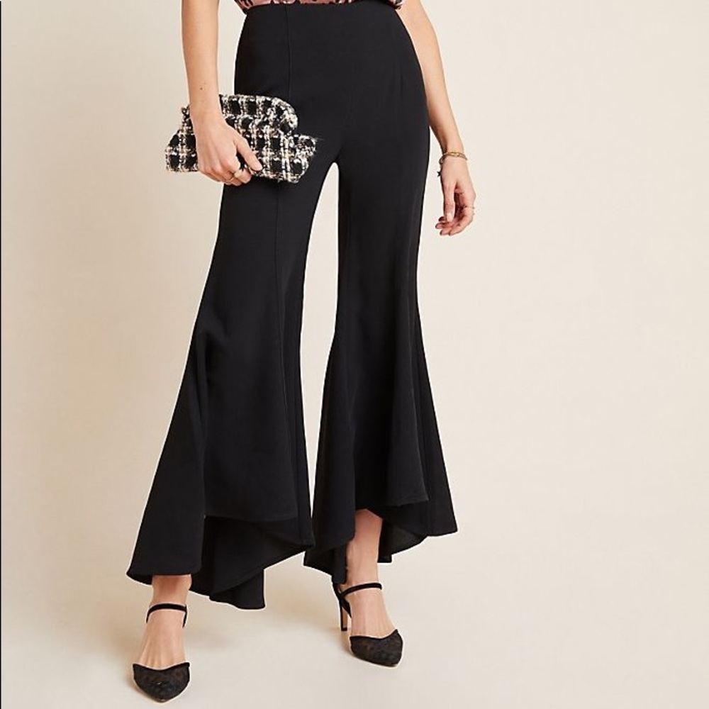 NEW $130 Anthropologie Zinnia Flare Black Dress Pants Size 0
